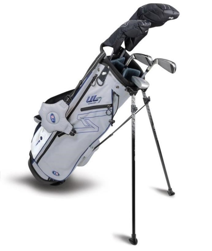 U.S. Kids Golf UL7-60 (152cm) W10 5-Club junior set de golf + stand bag, plata/azul marino/blanco