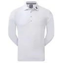 FootJoy Long Sleeve Thermocool Self Athletic Fit polo de hombre, blanco