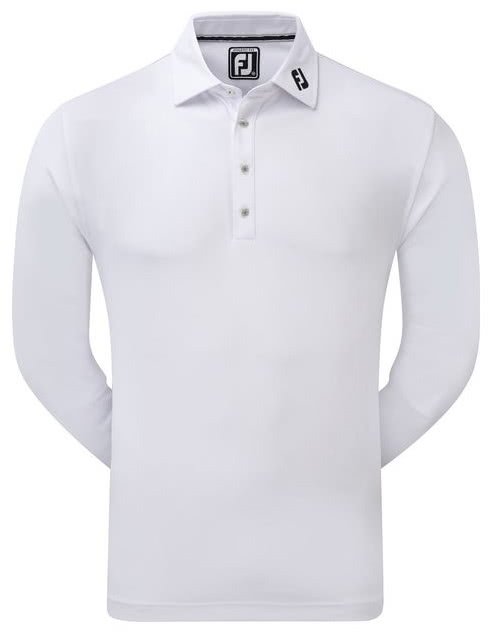 FootJoy Long Sleeve Thermocool Self Athletic Fit polo de hombre, blanco