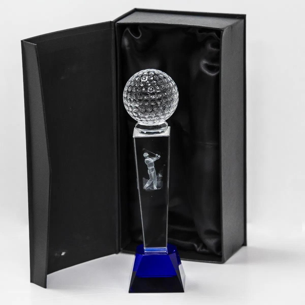 Longridge Crystal Golf Trophy With Golf Ball - 235mm
