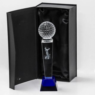 Longridge Crystal Golf Trophy With Golf Ball - 235mm