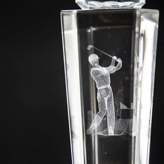 Longridge Crystal Golf Trophy With Golf Ball - 235mm
