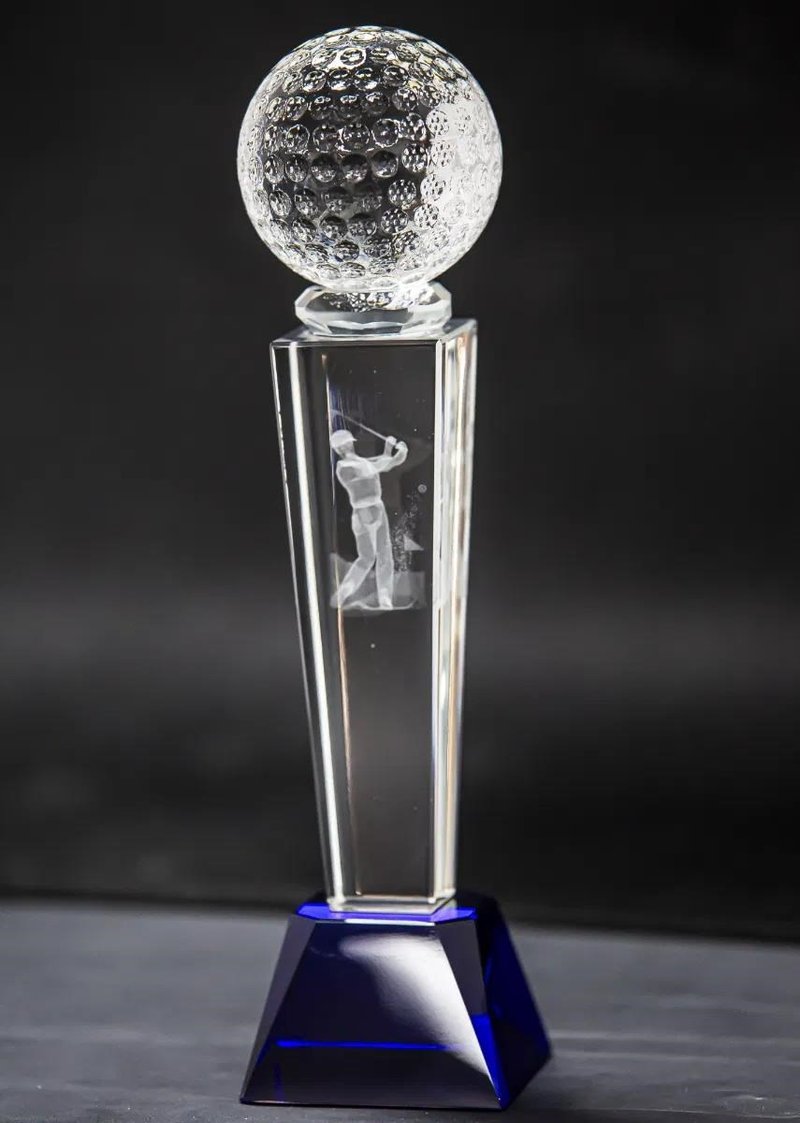 Longridge Crystal Golf Trophy With Golf Ball - 235mm
