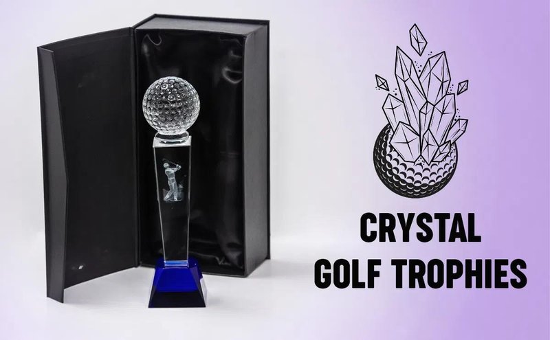 Longridge Crystal Golf Trophy With Golf Ball - 235mm