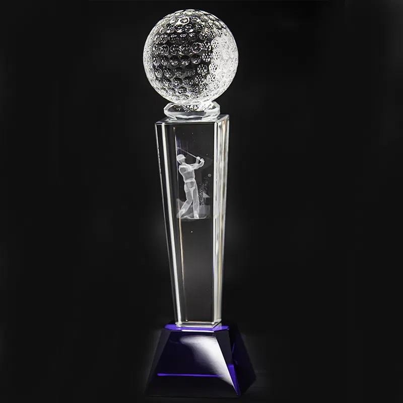 Longridge Crystal Golf Trophy With Golf Ball - 235mm