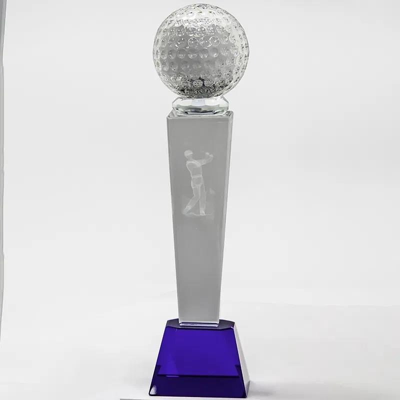Longridge Crystal Golf Trophy With Golf Ball - 235mm