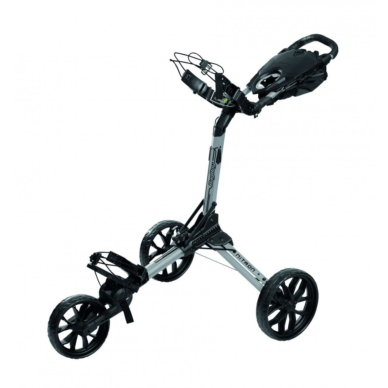 Bag Boy Nitron Auto-Open carrito manual, plateado/negro