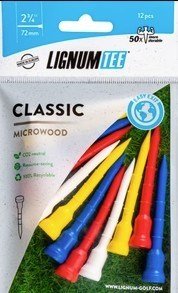 Lignum Tee 72mm (2 3/4") pack de 12, colores variados