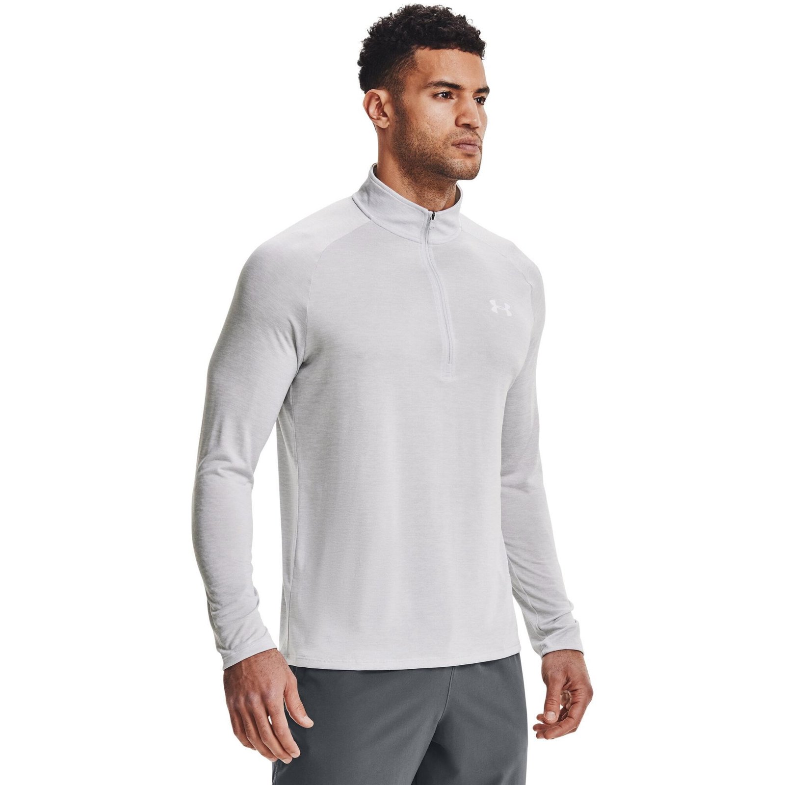Under Armour Tech 2.0 1/2 Zip camiseta de manga larga para hombre, gris claro