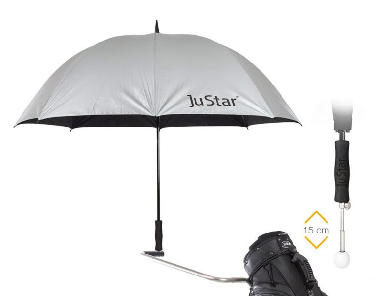 JuStar paraguas de golf telescópico plateado (protección UV 99%)
