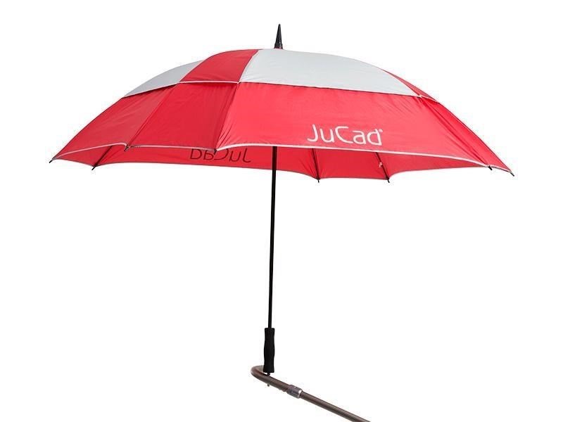 JuCad paraguas de golf resistente al viento 68" con pin, rojo/plata