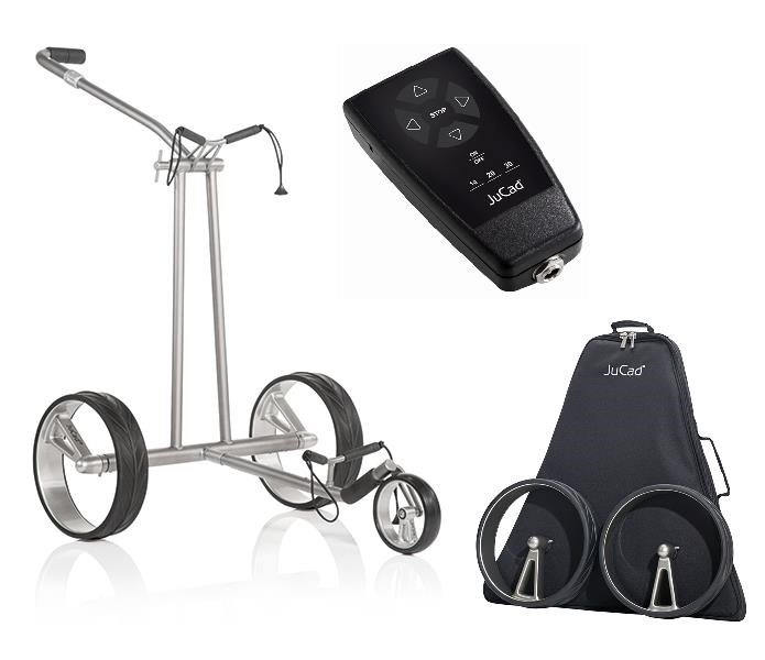 JuCad Phantom Titan eX 2.0 carrito eléctrico + mando a distancia (JFS2) + bolsa de transporte (JRT-2), titanio