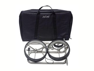 JuCad Junior Drive Stainless Steel carrito eléctrico + bolsa de transporte JTT, plateado