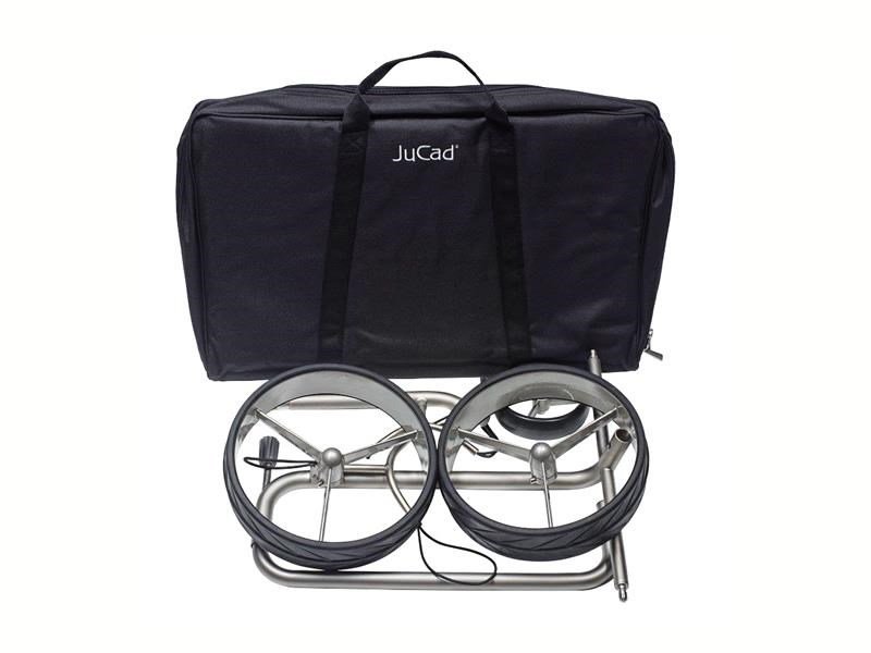 JuCad Junior Drive Stainless Steel carrito eléctrico + bolsa de transporte JTT, plateado