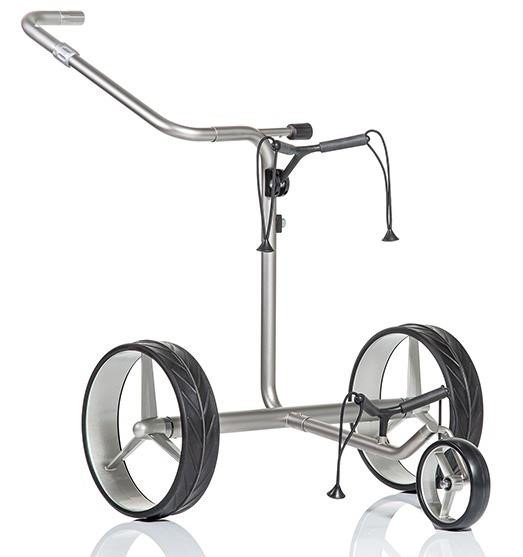 JuCad Junior Drive Stainless Steel carrito eléctrico + bolsa de transporte JTT, plateado
