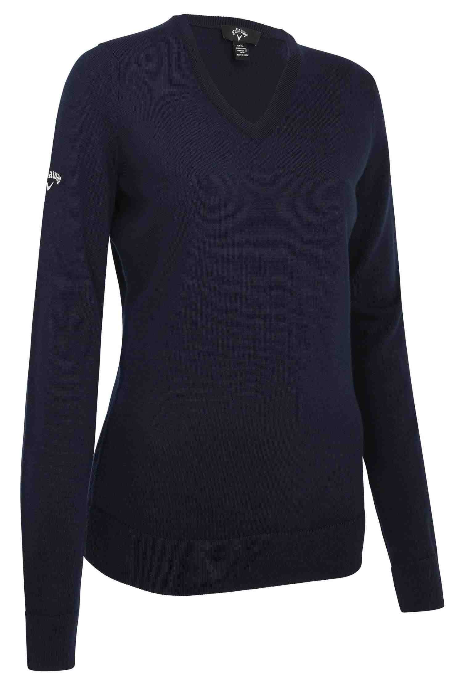 Callaway V-Neck Merino suéter de mujer, azul marino oscuro