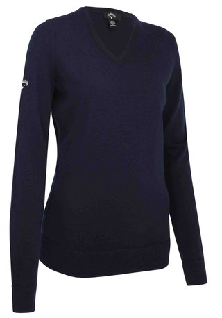Callaway V-Neck Merino suéter de mujer, azul marino oscuro