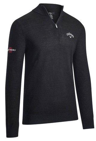 Callaway 1/4 Blended Merino suéter de hombre, black ink