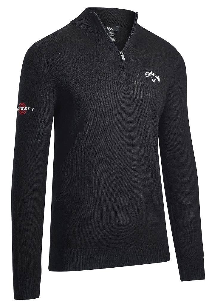 Callaway 1/4 Blended Merino suéter de hombre, black ink