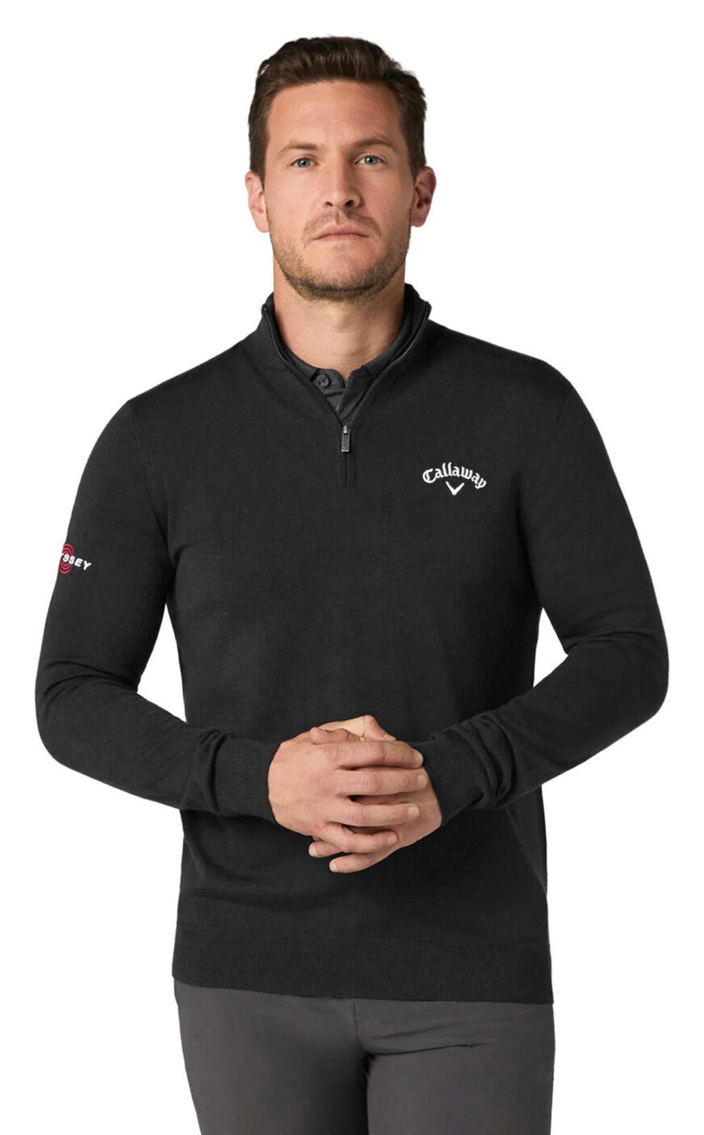 Callaway 1/4 Blended Merino suéter de hombre, black ink
