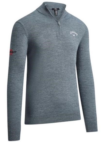 Callaway 1/4 Blended Merino suéter de hombre, steel heather