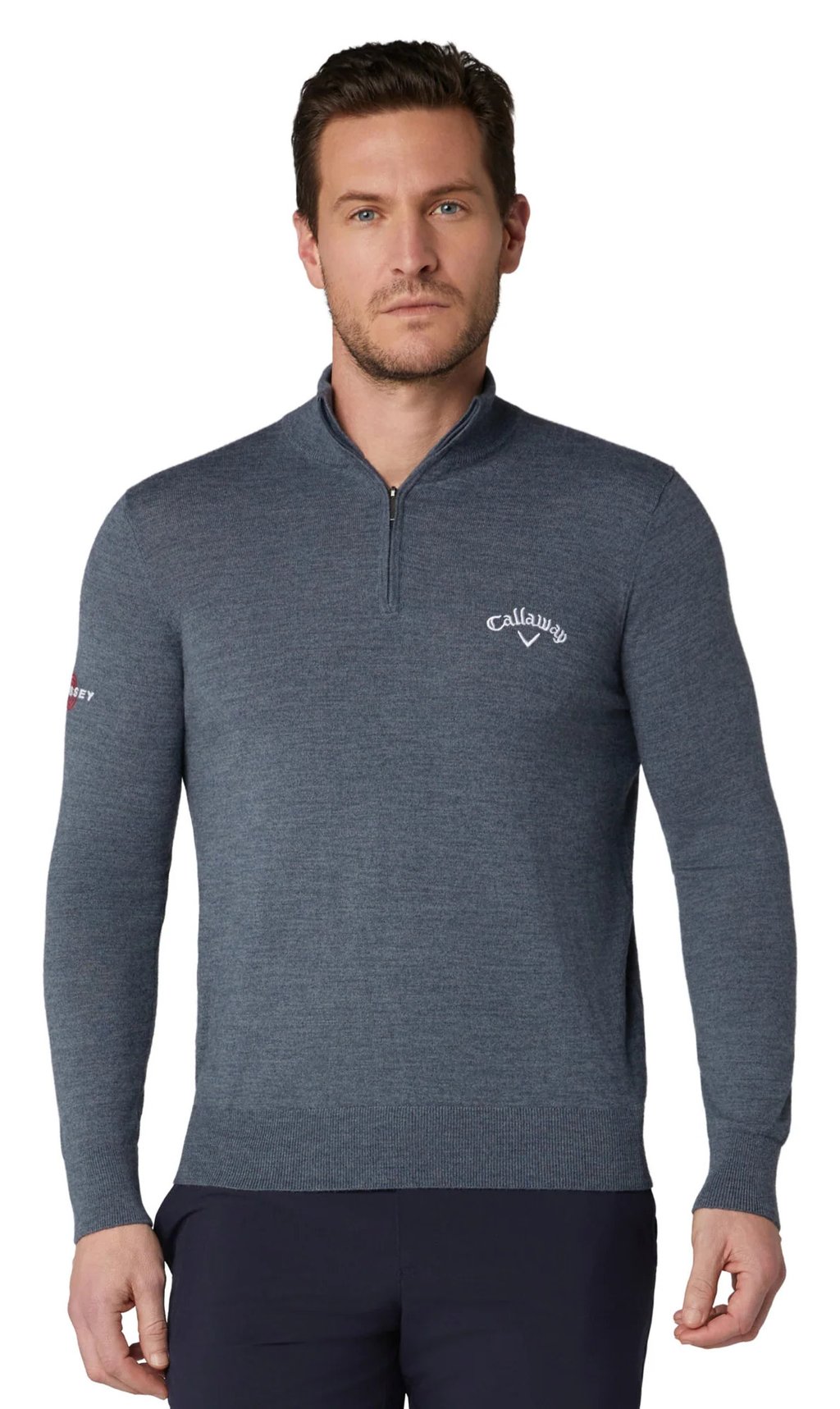 Callaway 1/4 Blended Merino suéter de hombre, steel heather