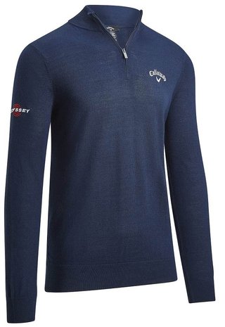Callaway 1/4 Blended Merino suéter de hombre, azul marino