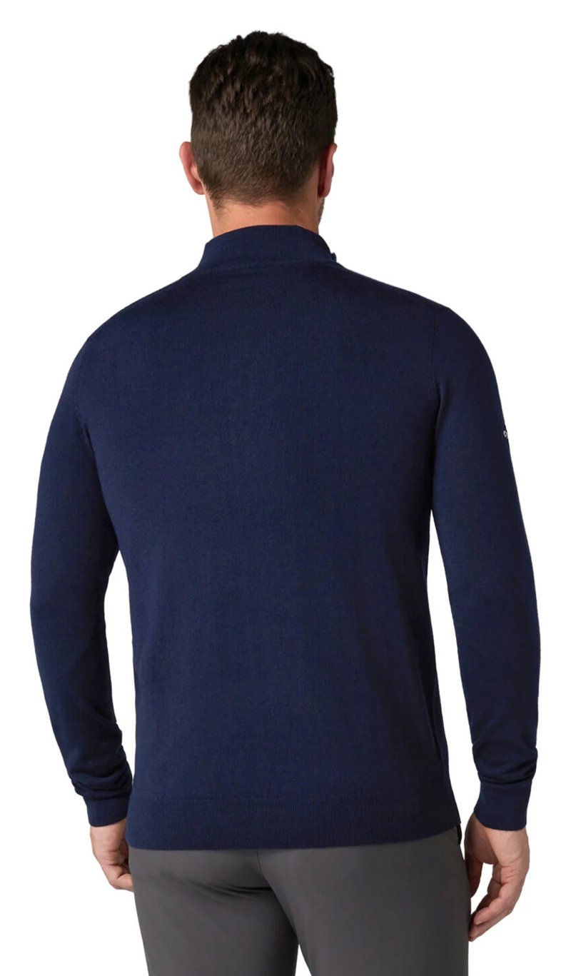 Callaway 1/4 Blended Merino suéter de hombre, azul marino