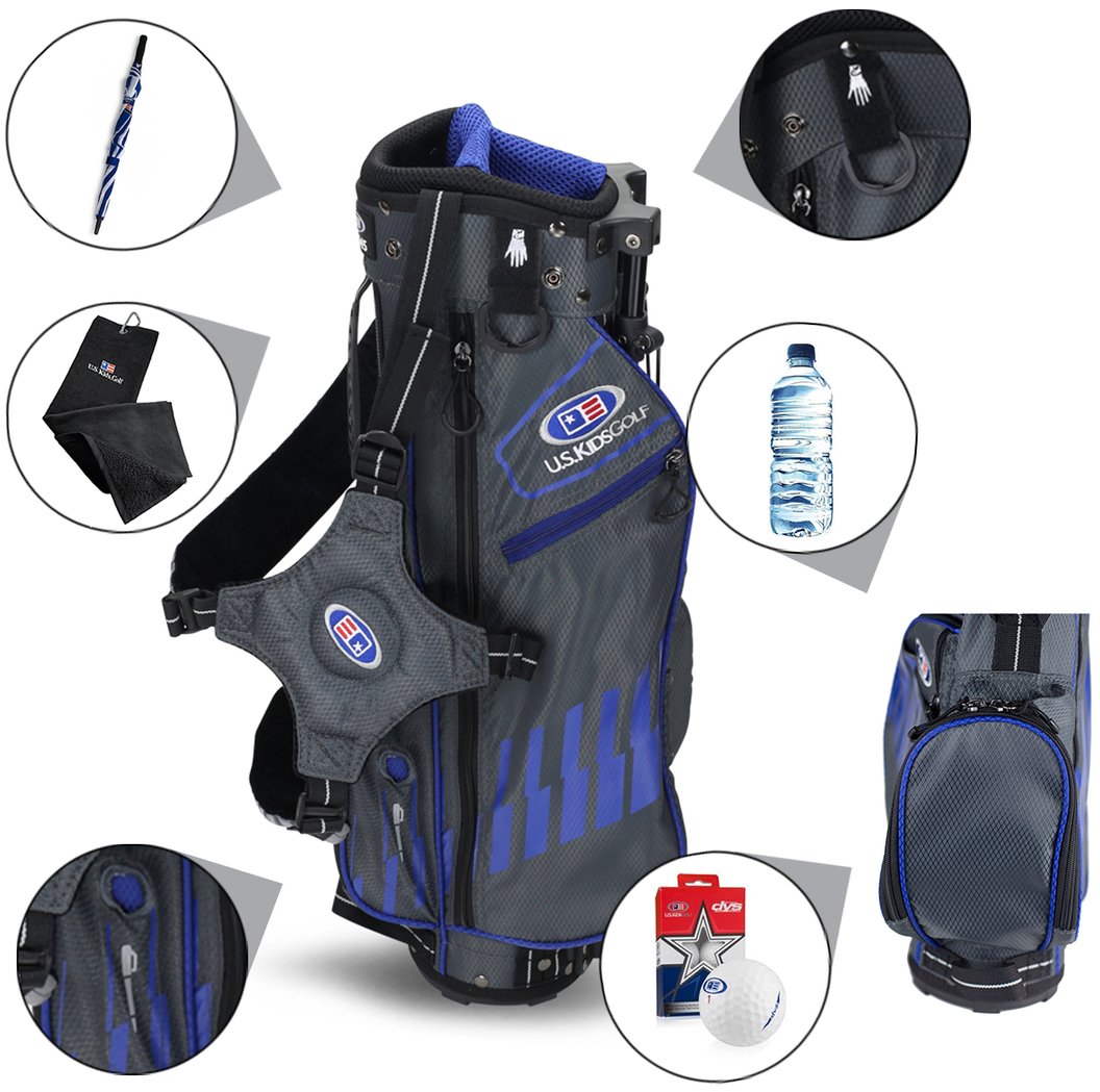 U.S. Kids Golf UL45 (114cm) WT25-s junior stand bag 2022, gris/azul, 23"