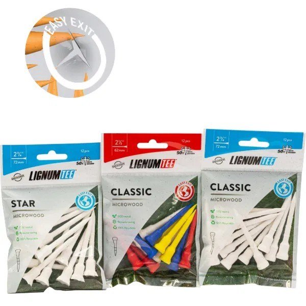 Lignum Tee 62mm (2 1/2") 12pack, mezcla de colores