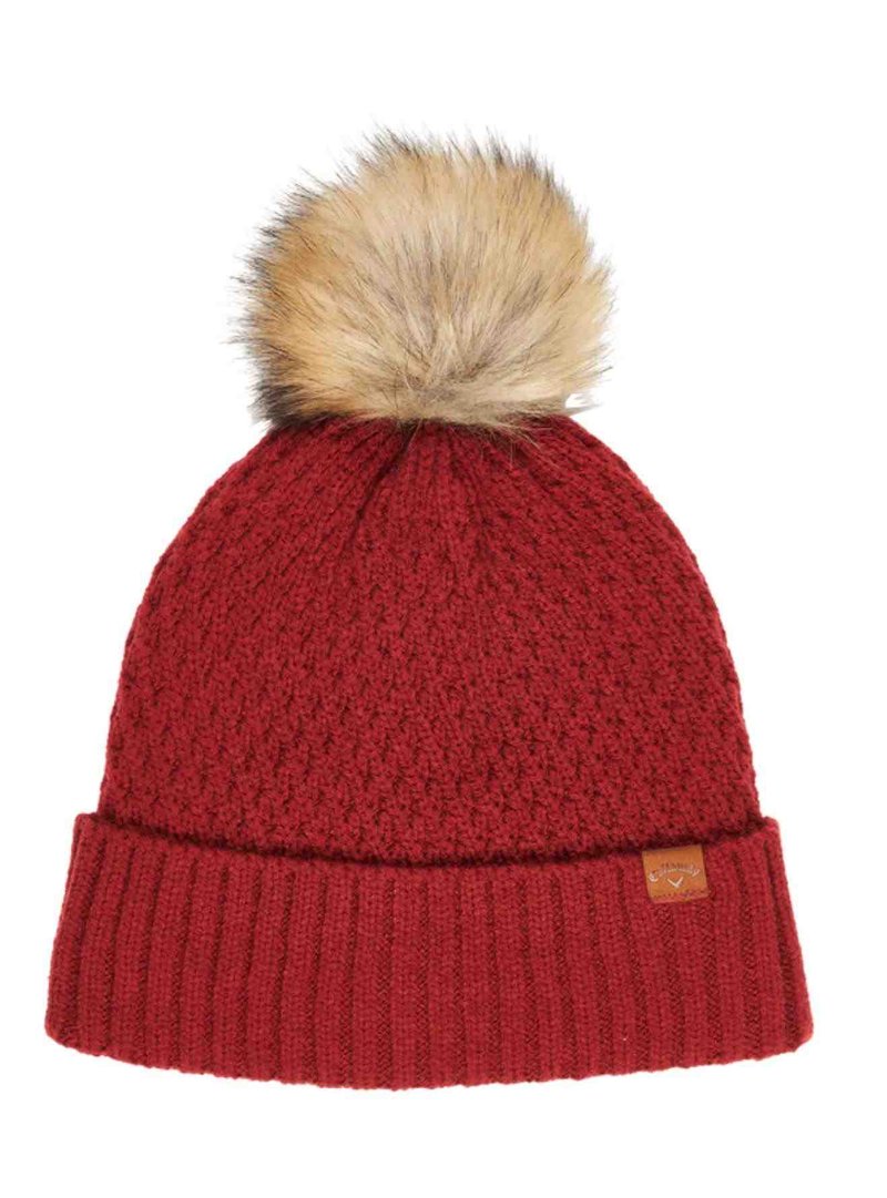 Callaway Pom Pom Beanie gorro de invierno para mujer, rojo