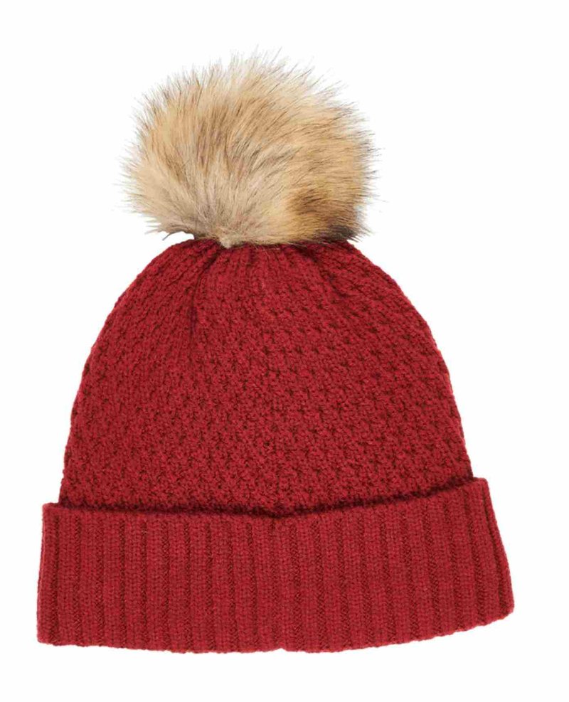 Callaway Pom Pom Beanie gorro de invierno para mujer, rojo