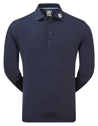 FootJoy Long Sleeve Thermocool Self Athletic Fit polo de hombre, azul marino