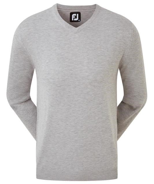 FootJoy Wool Blend V-Neck suéter de hombre, heather grey