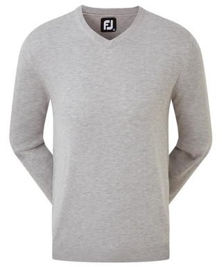 FootJoy Wool Blend V-Neck suéter de hombre, heather grey