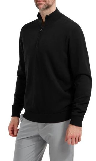 FootJoy Wool Blend 1/2 Zip Lined sudadera de hombre, negro