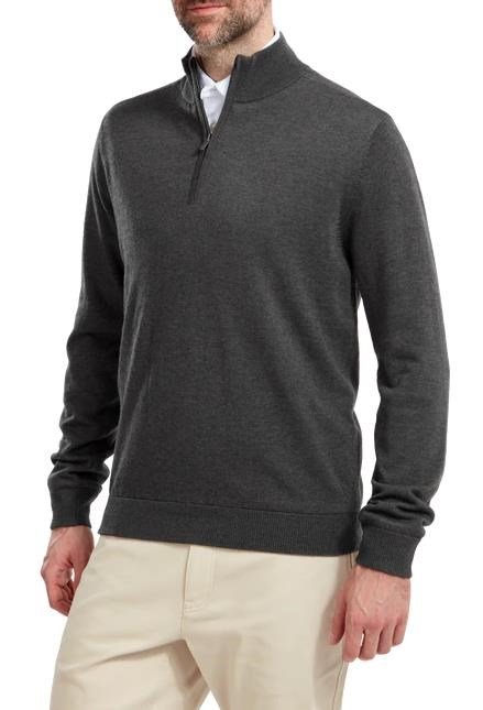 FootJoy Wool Blend 1/2 Zip Lined pullover de hombre, charcoal