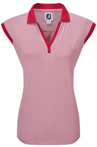 FootJoy End on End Striped Lisle sin mangas polo de mujer, rojo/blanco