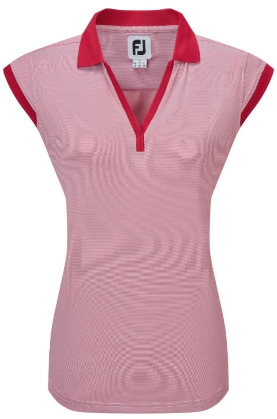 FootJoy End on End Striped Lisle sin mangas polo de mujer, rojo/blanco