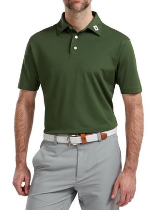FootJoy Stretch Pique Solid polo de hombre, verde oliva