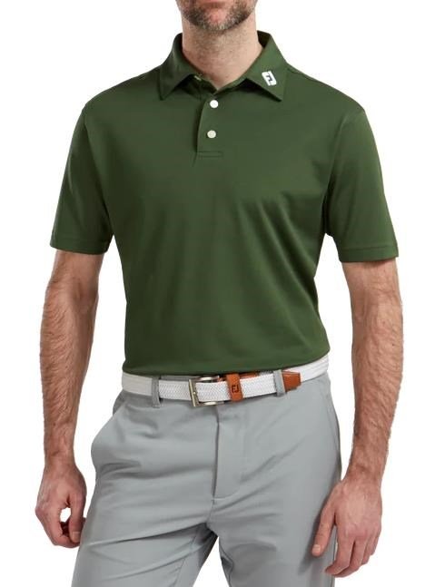 FootJoy Stretch Pique Solid polo de hombre, verde oliva
