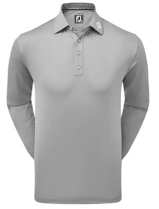 FootJoy Long Sleeve Thermocool Self Athletic Fit polo de hombre, gris