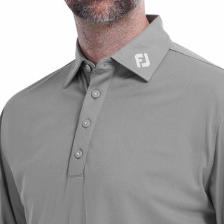 FootJoy Long Sleeve Thermocool Self Athletic Fit polo de hombre, gris