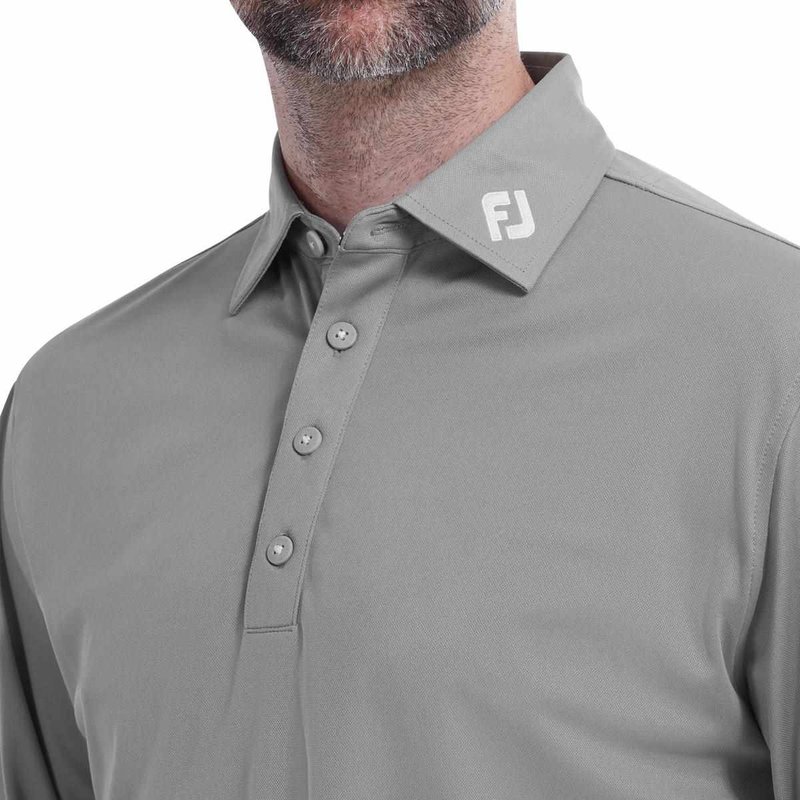 FootJoy Long Sleeve Thermocool Self Athletic Fit polo de hombre, gris