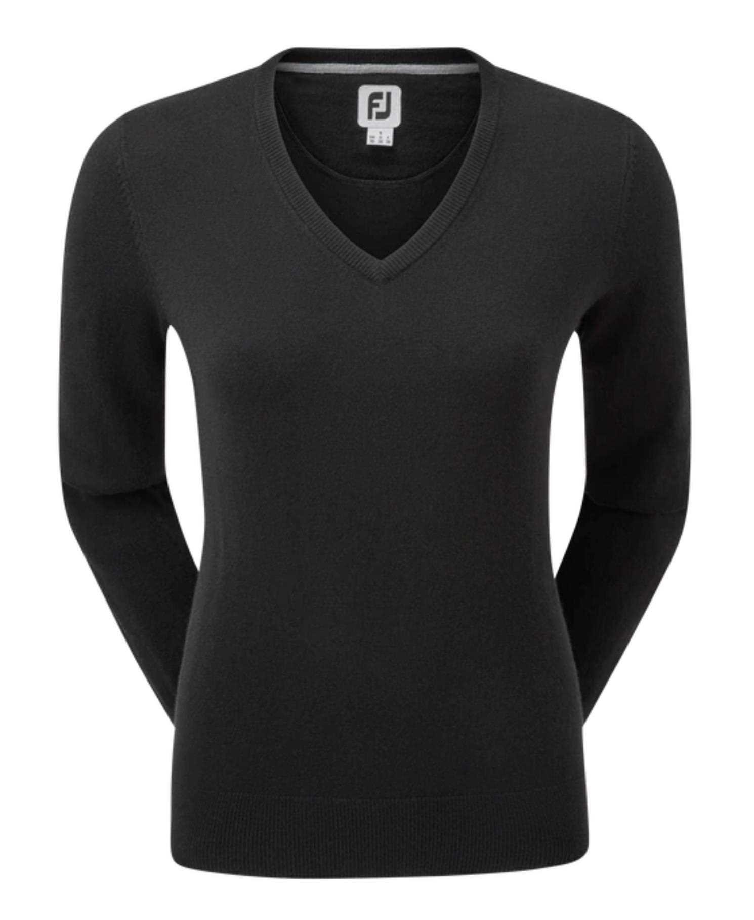 FootJoy Wool Blend V-Neck sudadera de mujer, negra
