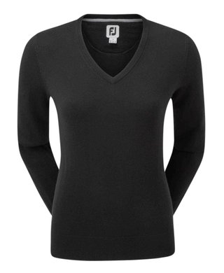 FootJoy Wool Blend V-Neck sudadera de mujer, negra
