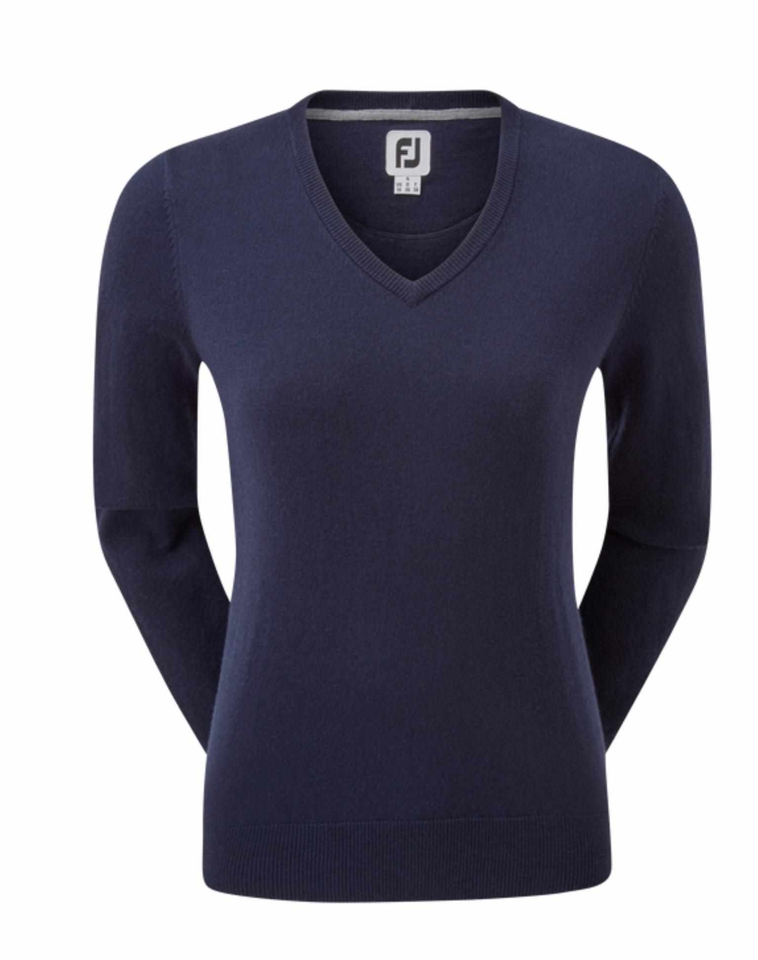 FootJoy Wool Blend V-Neck suéter de mujer, navy