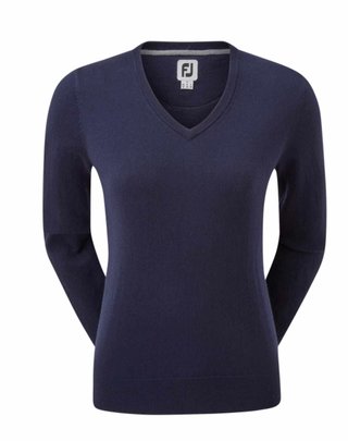 FootJoy Wool Blend V-Neck suéter de mujer, navy