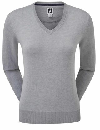 FootJoy Wool Blend V-Neck jersey de mujer, gris