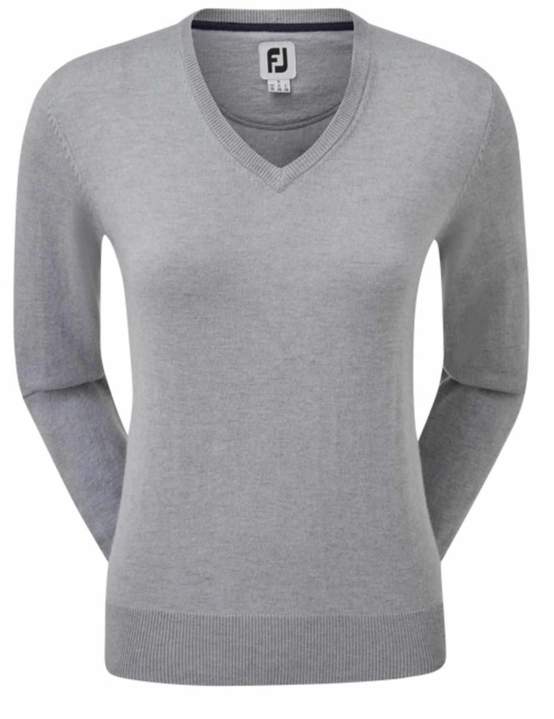 FootJoy Wool Blend V-Neck jersey de mujer, gris
